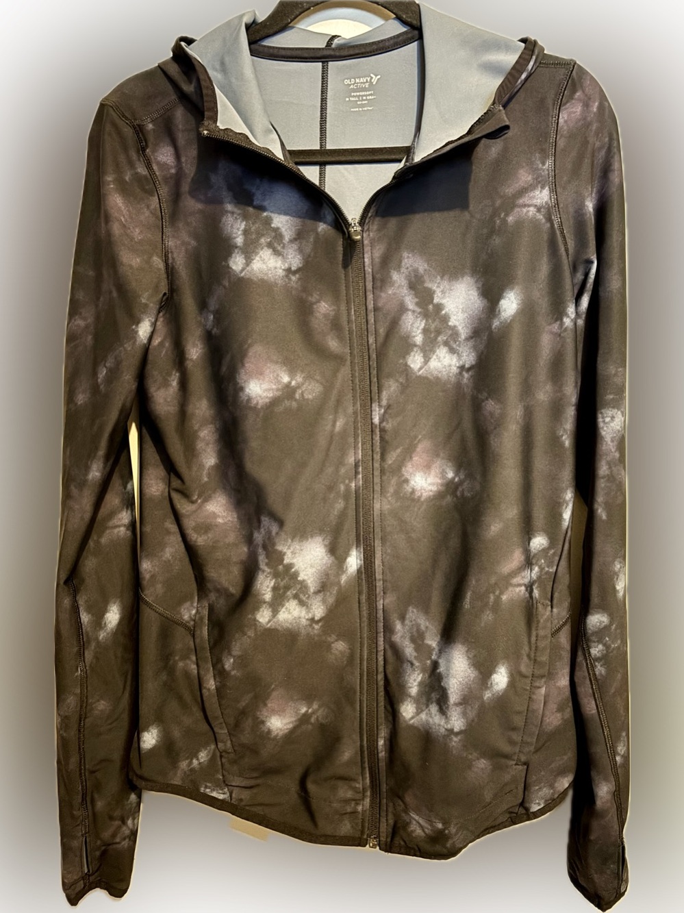 Old Navy Black Tie-Dye Hooded Running Jacket